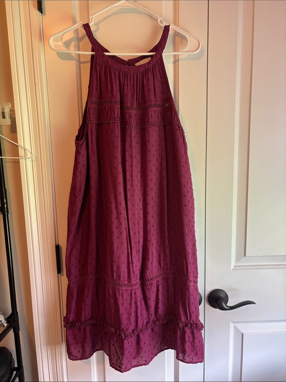 LOFT Outlet Deep Plum Textured Sleeveless Dress